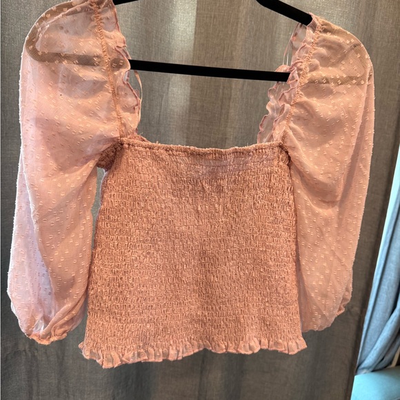 Pink Smocked Puff Sleeve Top XL - Picture 1 of 3